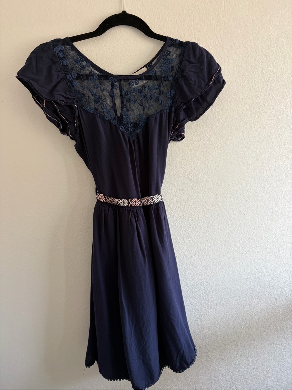 Navy Moon Dress ModCloth Indie Darling size S with Belt GUC